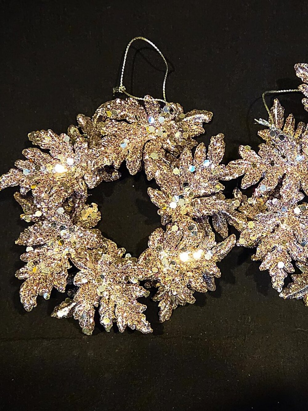 Set of 2 Sparkling Wreath Christmas Ornaments – Brand New / Never Used